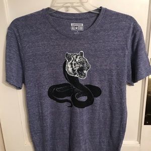 Blue Converse T-shirt M Gray with Tiger